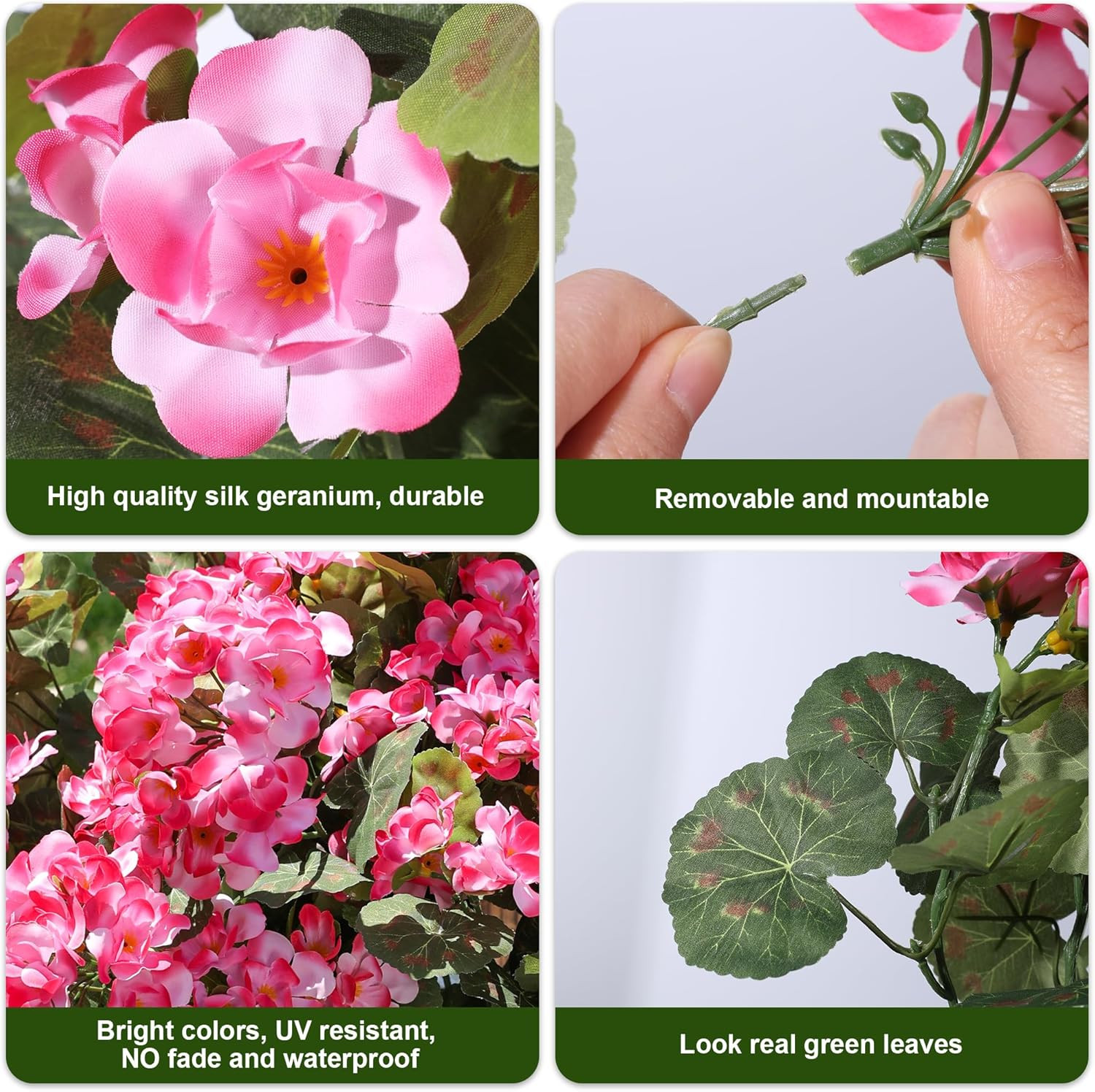 Artificial Geranium Fake Flowers for Outdoors Decoration, 6 Bundles Silk Geraniu