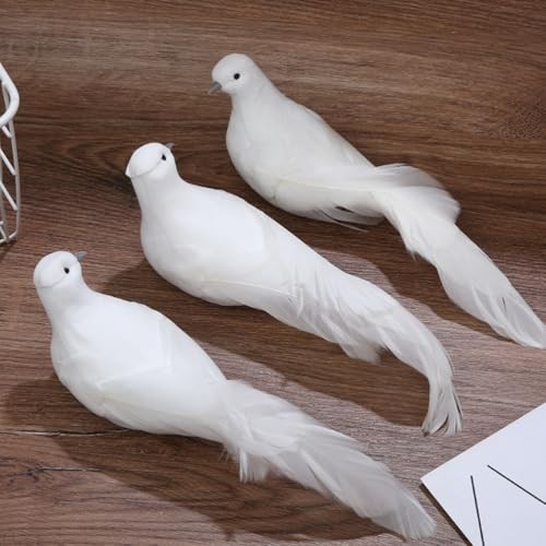 2pcs Christmas Ornament Birds Artificial Peace Dove with Clips Christmas
