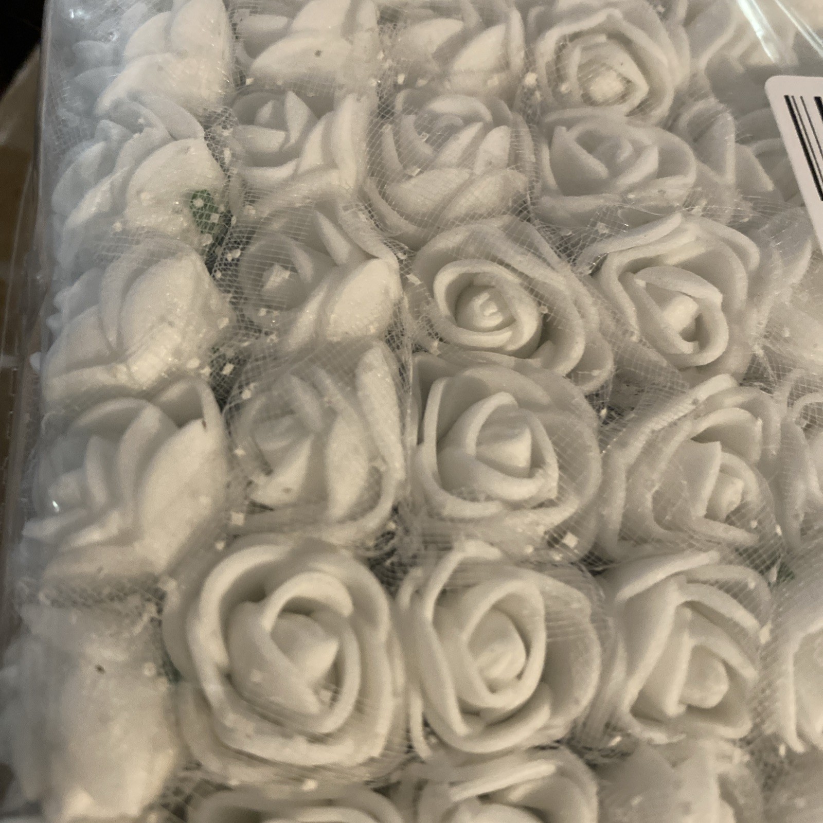 1000. PCS White. Artificial Foam Rose Heads 0.06 Faux Flowers For Crafts