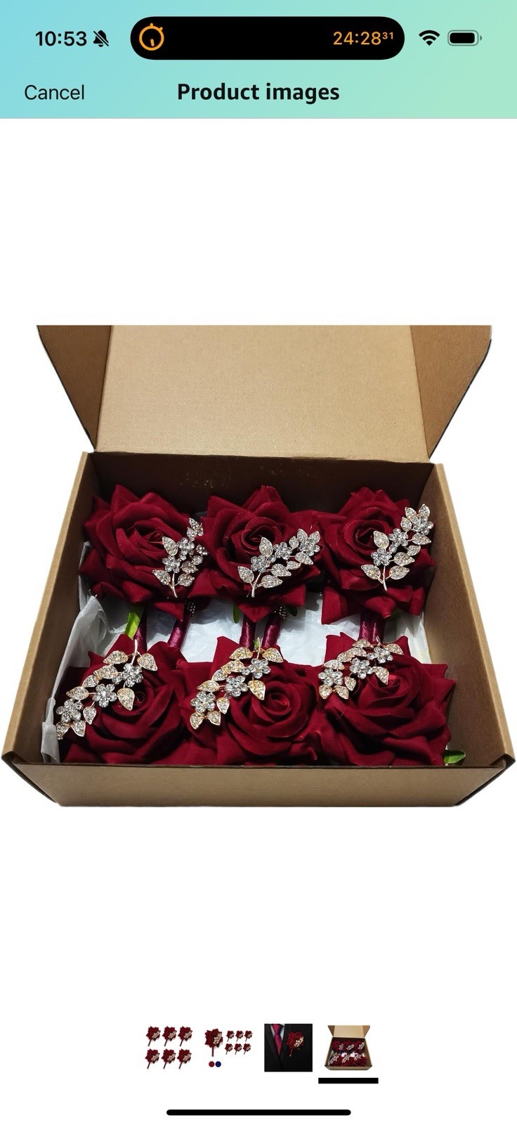 YIFU Wedding Velvet Rose Groom’s & Best Man’s Corsage Set – 6 Red New E2
