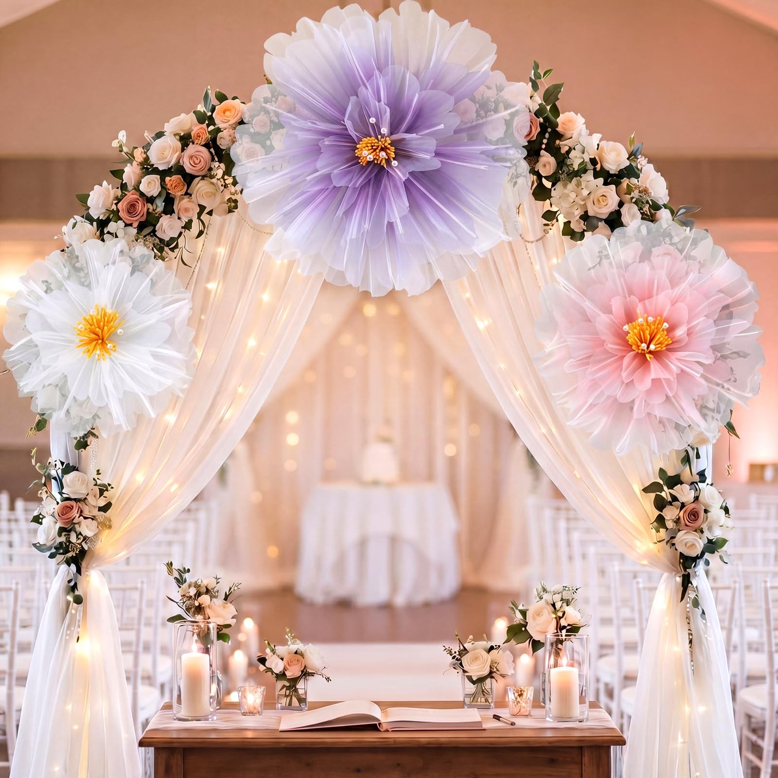 3 Pcs Wedding Giant Flowers Decoration 12, 16, 20 Inch 3D Large Flowers Artif…