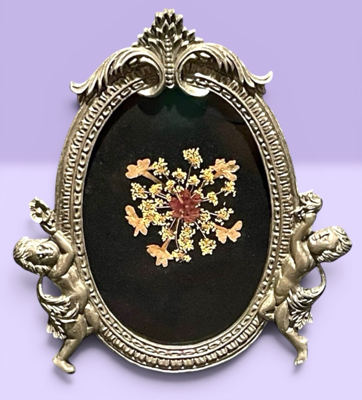 VTG Lasting Impressions Real Dried Pressed Flowers In Glass Pewter Frame Canada