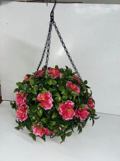 Wicker Park 15″ Indoor/Outdoor Faux Azalea Hanging Basket, NOB (#232)
