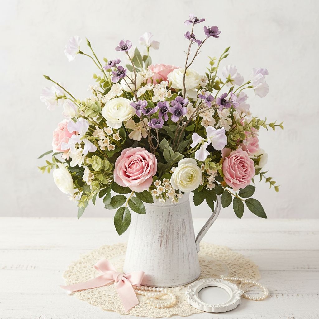 Dusty Lavender Faux Flower Stem Set Purple Wildflower Spray Cottagecore Floral D