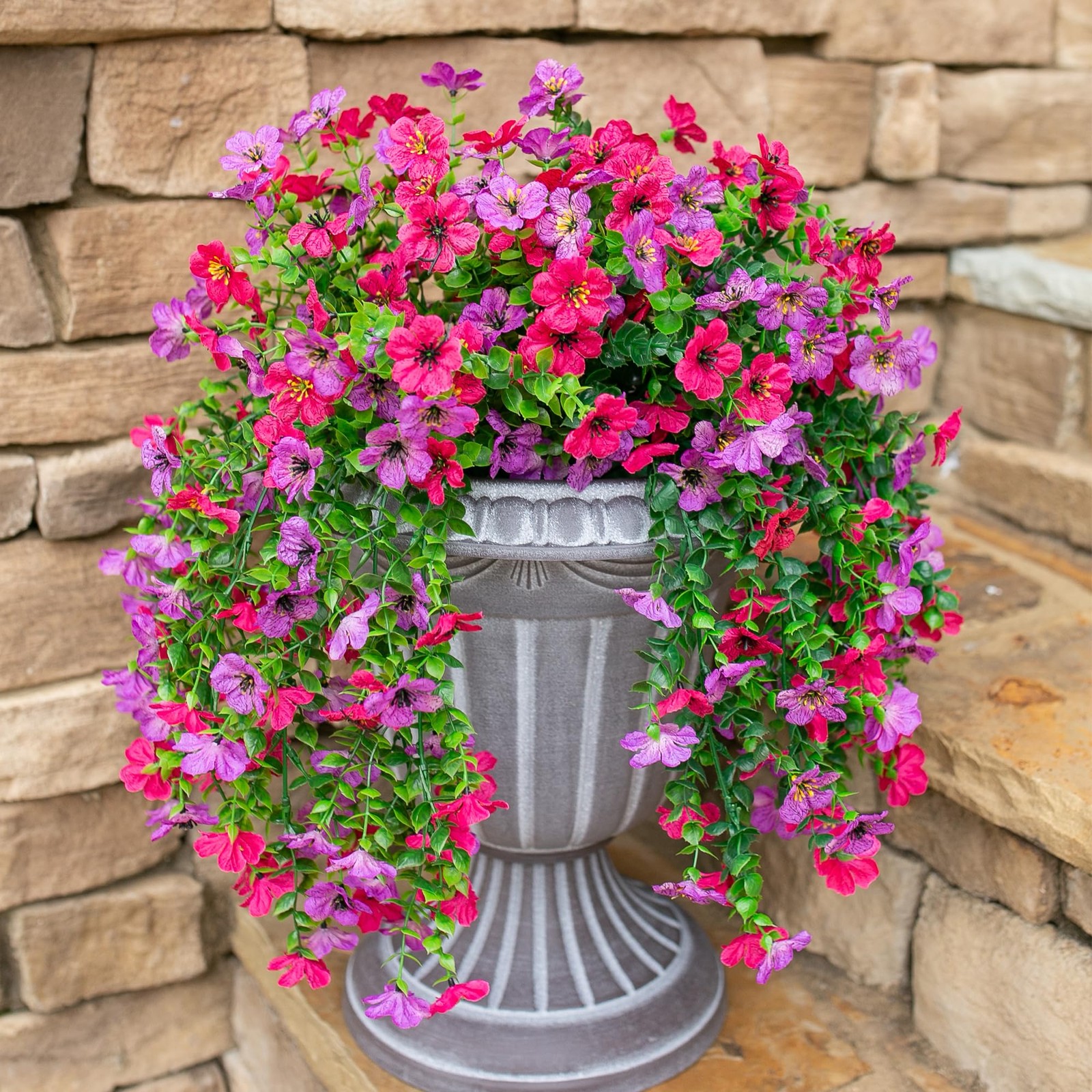 2Pcs Fake Flowers Artificial Floral for Outdoors Decorations, Outside Flower …
