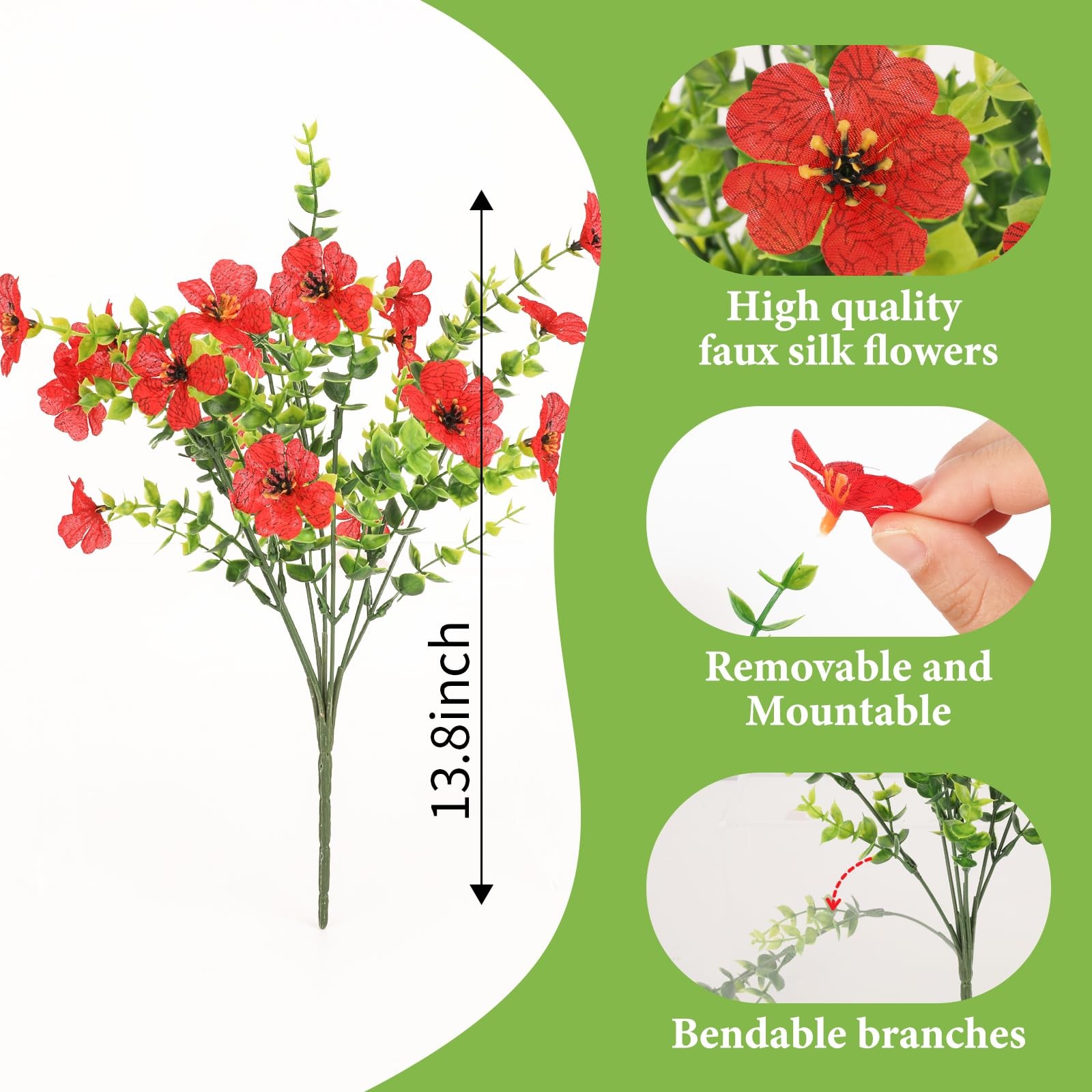 SAEUYVB 32 Bundles Artificial Flowers for Outdoors,All Weather Fake Flowers