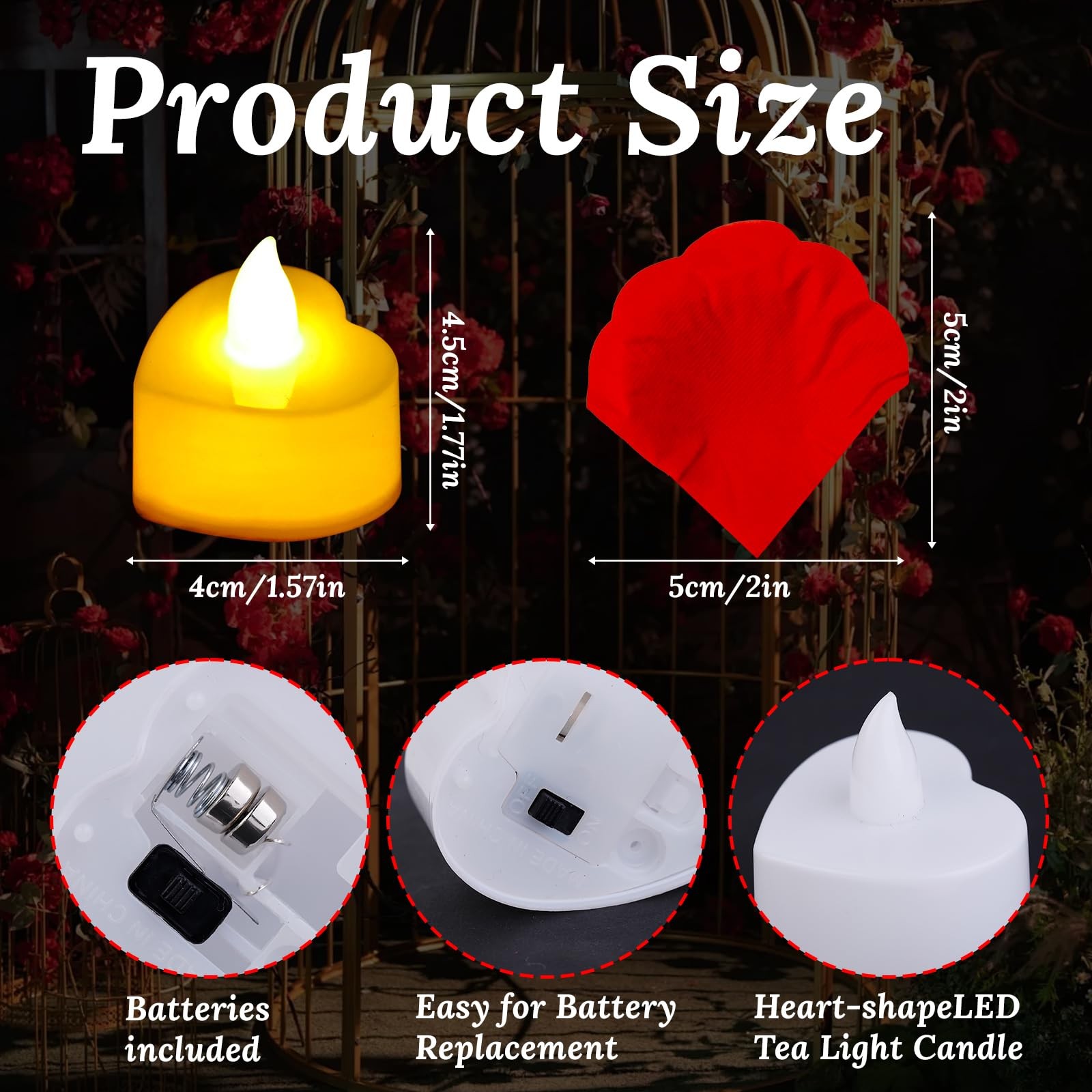 7000 Pieces Artificial Rose Petals with 72 Pieces Romantic Heart Led Tealight…