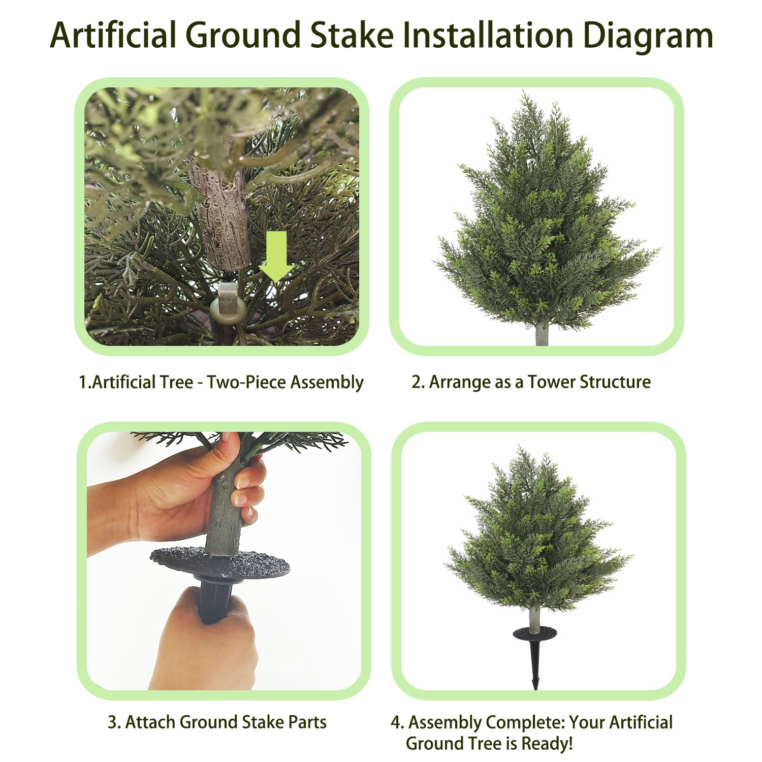2Pcs 2FT Faux Cypress Tree Lifelike Plant Indoor Outdoor Garden Yard