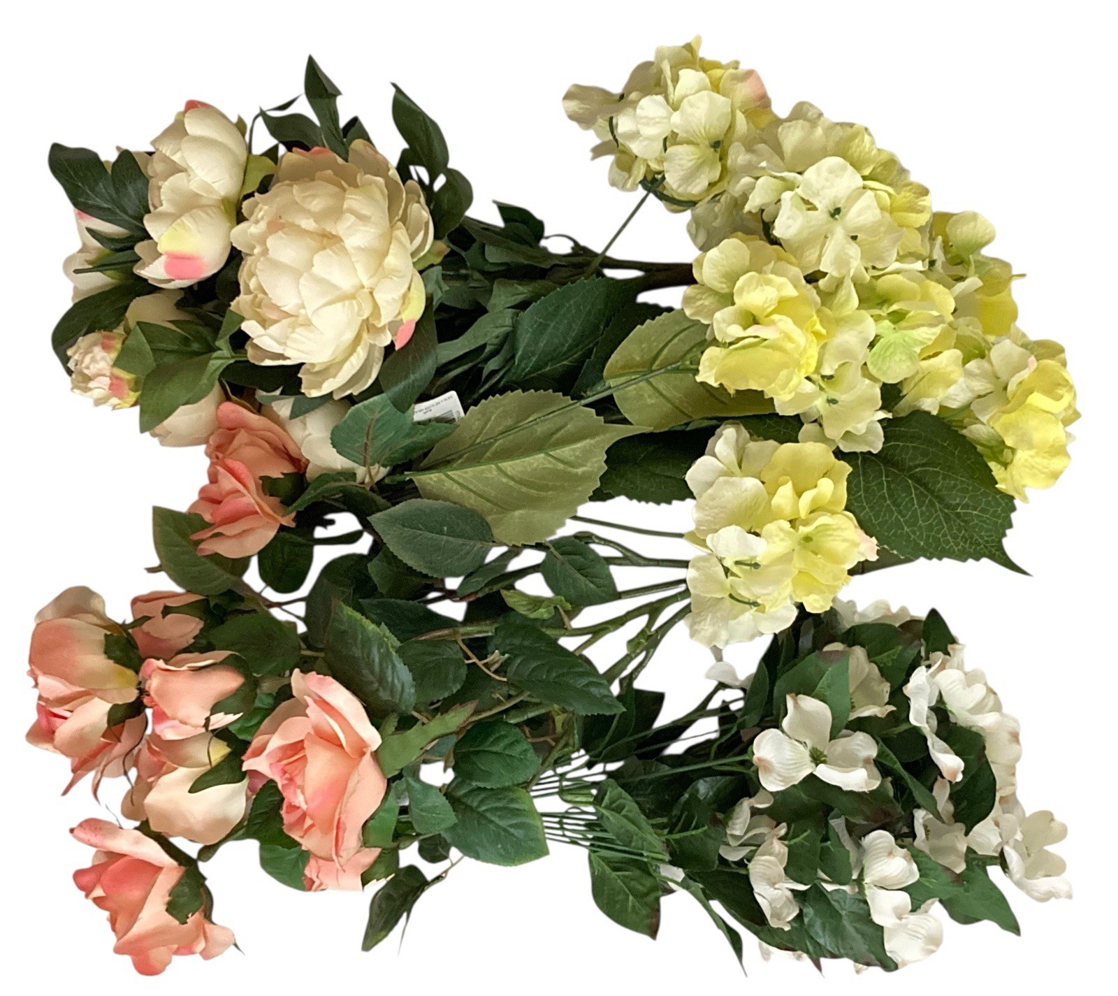 Artificial Silk Flowers Bushes LARGE Blooms Roses Hydrangea Peony Dogwood Decor