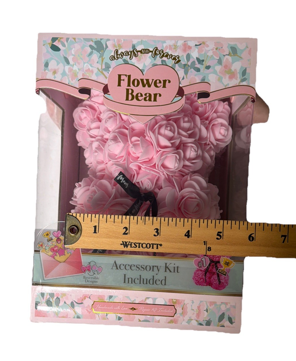 Sakura Pink Rose Flower Teddy Bear – Gift Box (25cm) Mother s Day & Birthday
