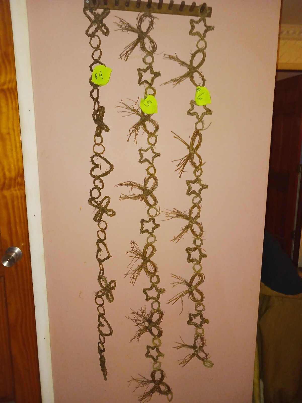 Farmhouse Rustic GRAPEVINE Twig Swags Approx 5ft Hearts Stars Butterflies Bows
