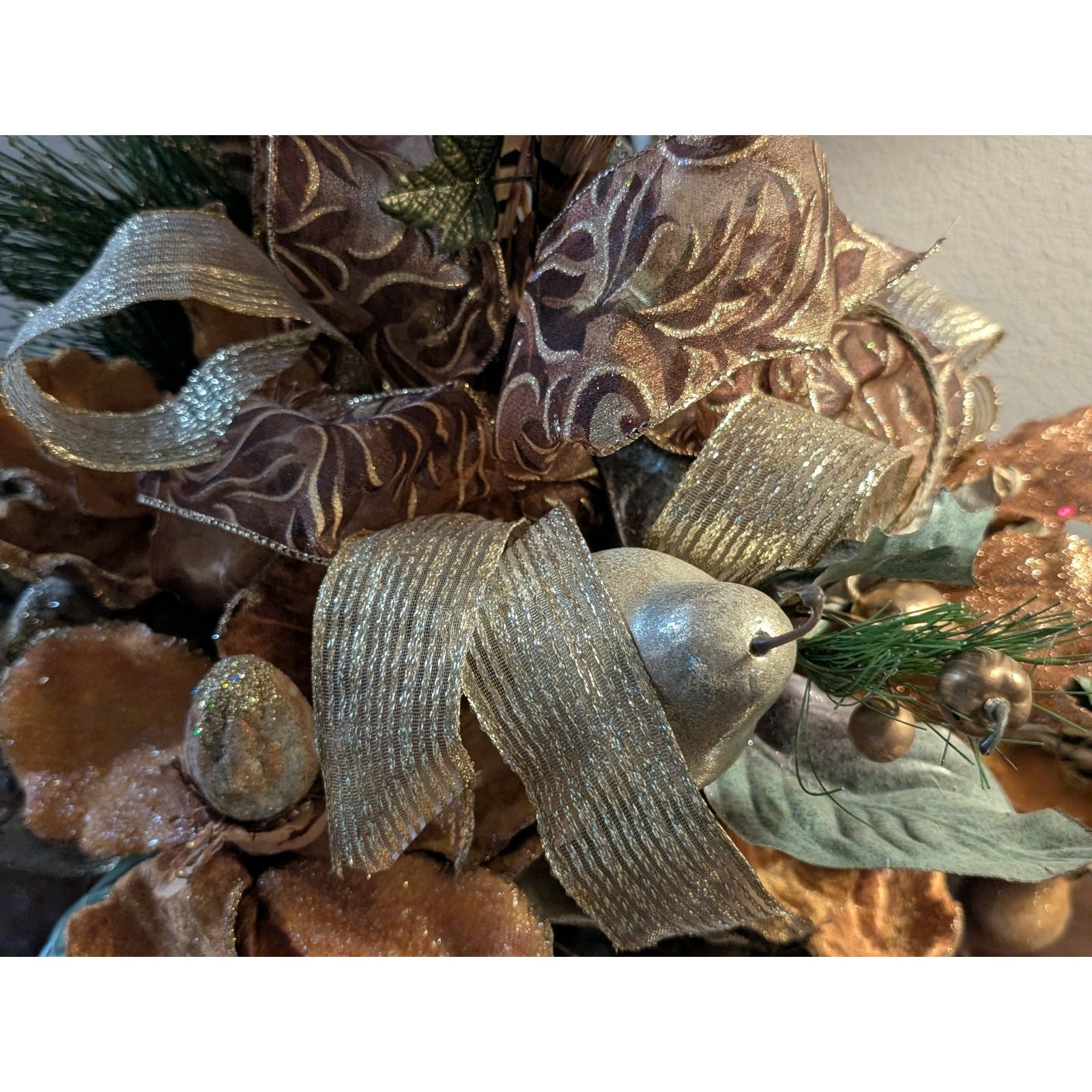 Rust Tan Gold Floral Autumn Fall Thanksgiving Centerpiece Pheasant Feathers