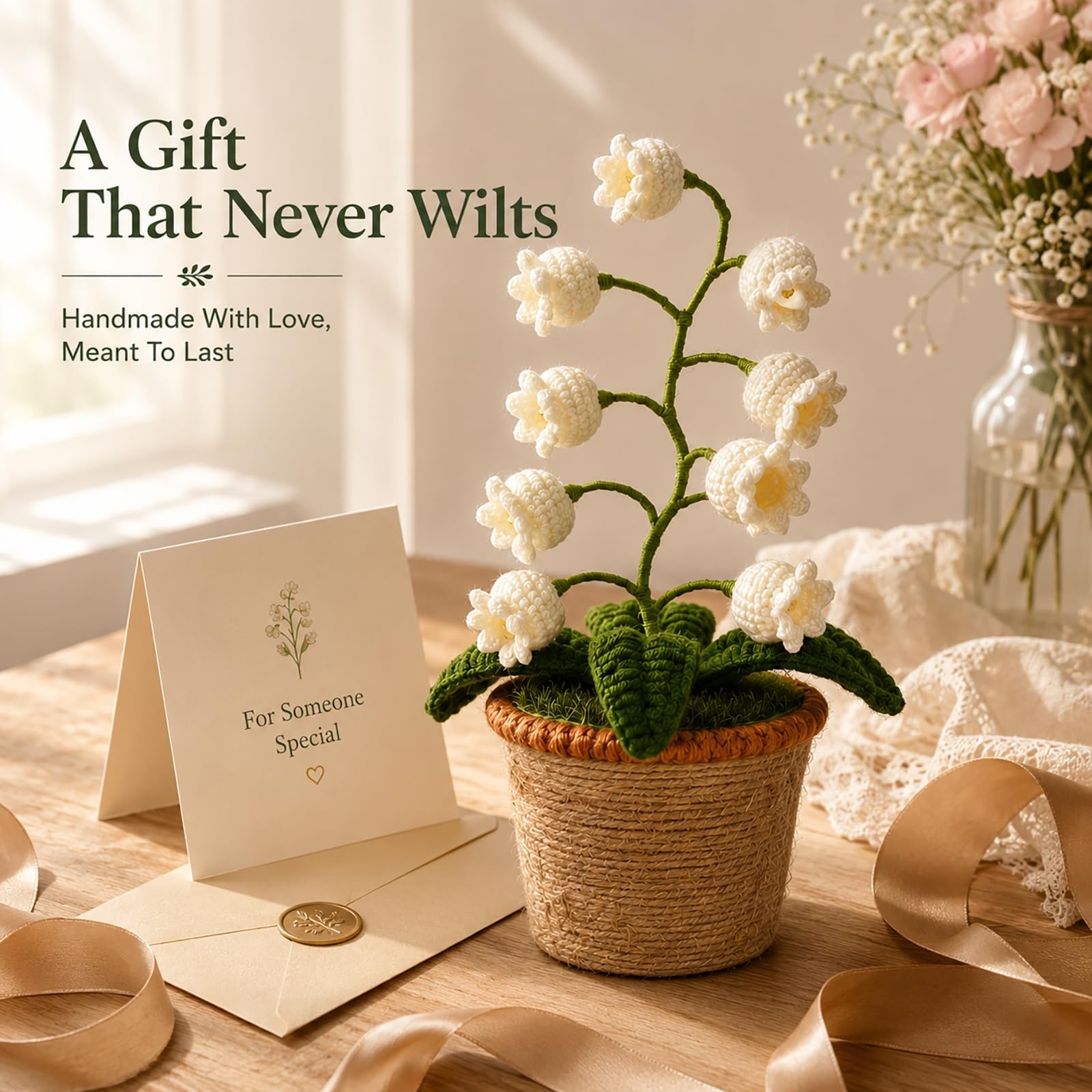 Lily of The Valley Lamp Crochet Flower Night Light Gift for