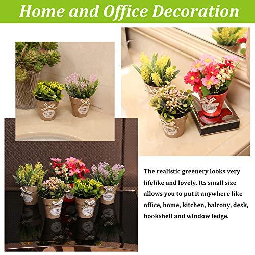 LUEUR Set of 6 Potted Artificial Flowers Fake Flowers with Assorted Colors