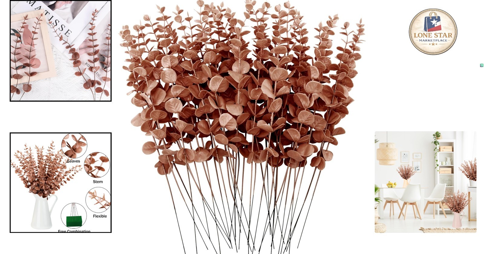 Versatile 36 Pcs Faux Eucalyptus Stems – Dark Brown for Parties & Home Styling