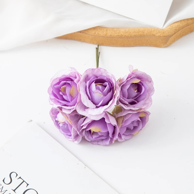 6Pcs/lot 11Cm Mini Silk Artificial Carnation For Christmas DIY Wreath Home Decor
