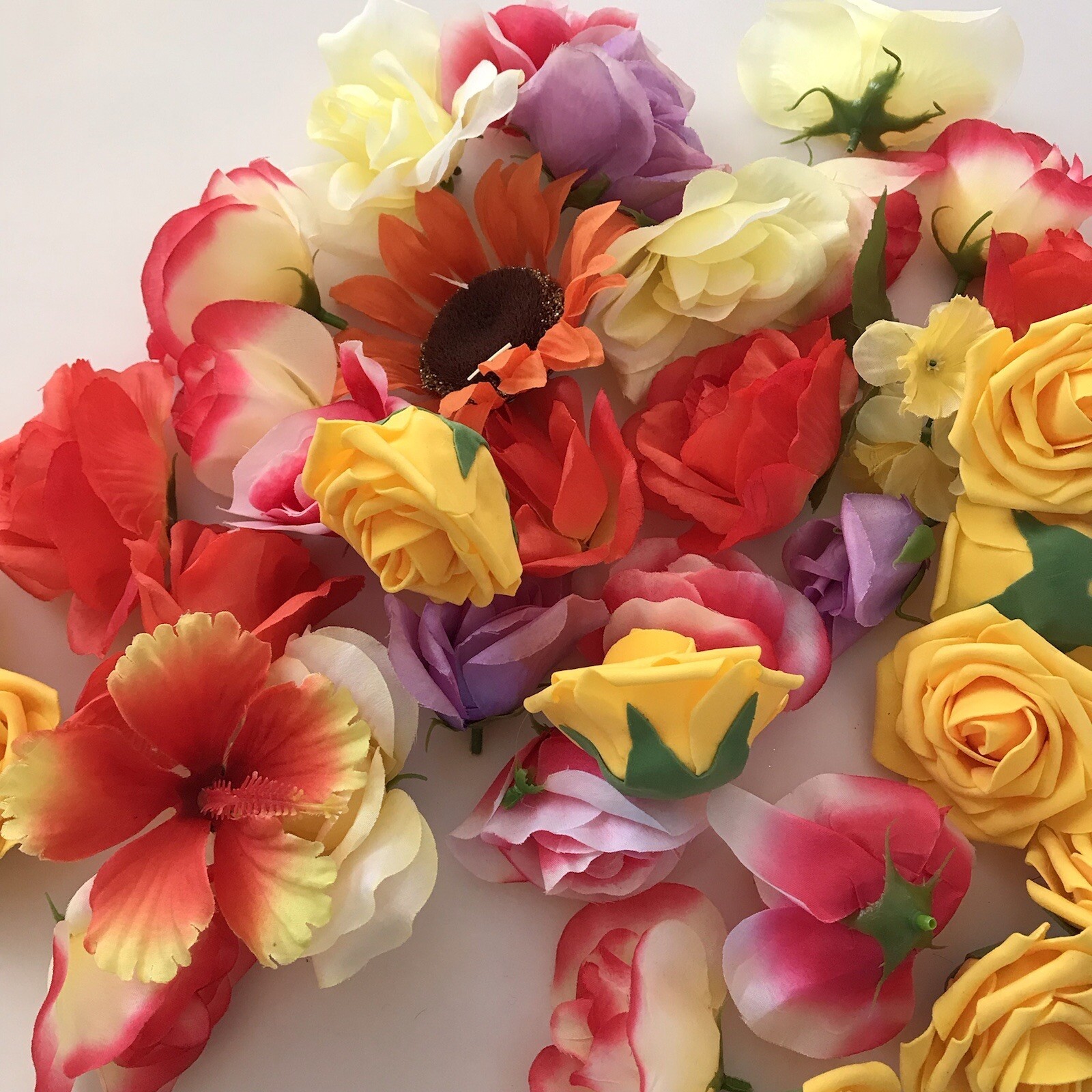 LOT 40 Faux Flowers CRAFT Deconstructed Flowers Fake Rose Foam Fabric Wreath