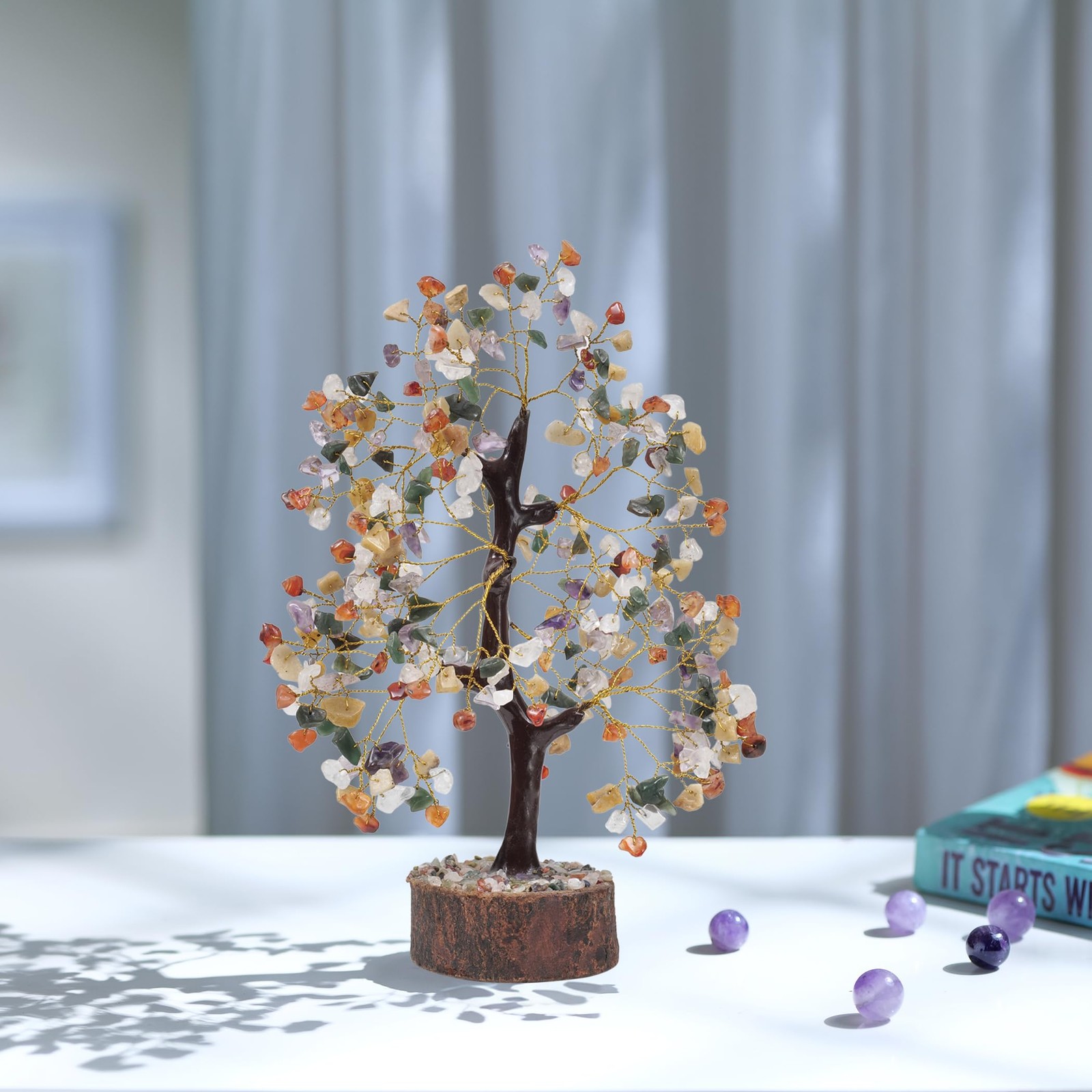 Chakra Money Tree, Crystals, Spiritual 10 in – 12 in, A-chakra Mix Tree G