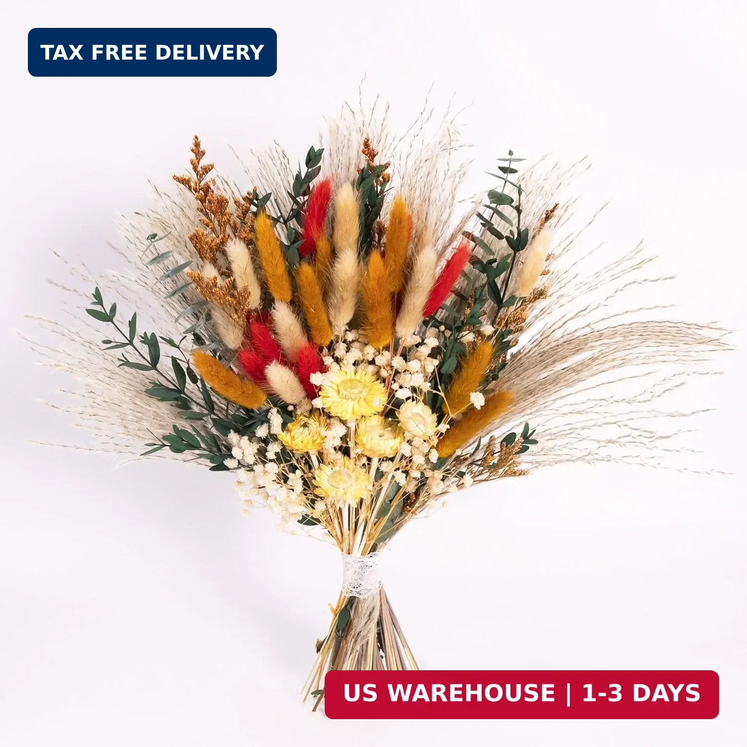 Handmade Bohemian Dried Flower Bouquet – Spring Summer Flowers Arrangement with
