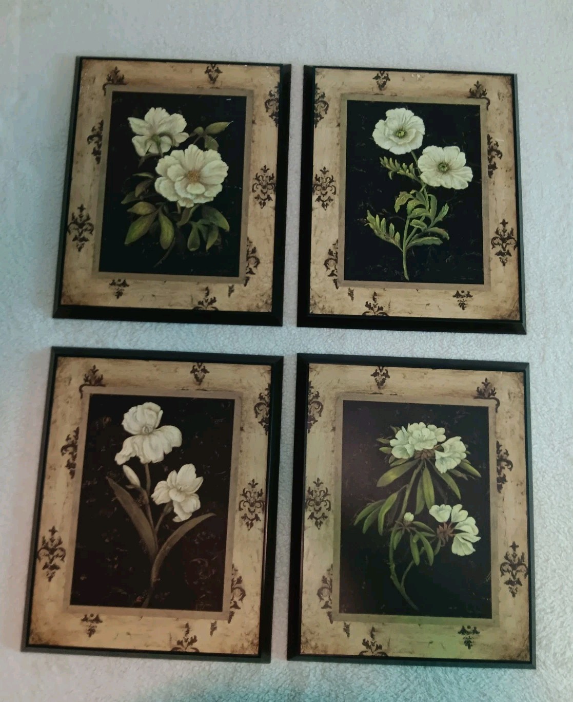 4 Piece Large Wall Art 17″L × 21″H Beautiful Framed Floral Art Work