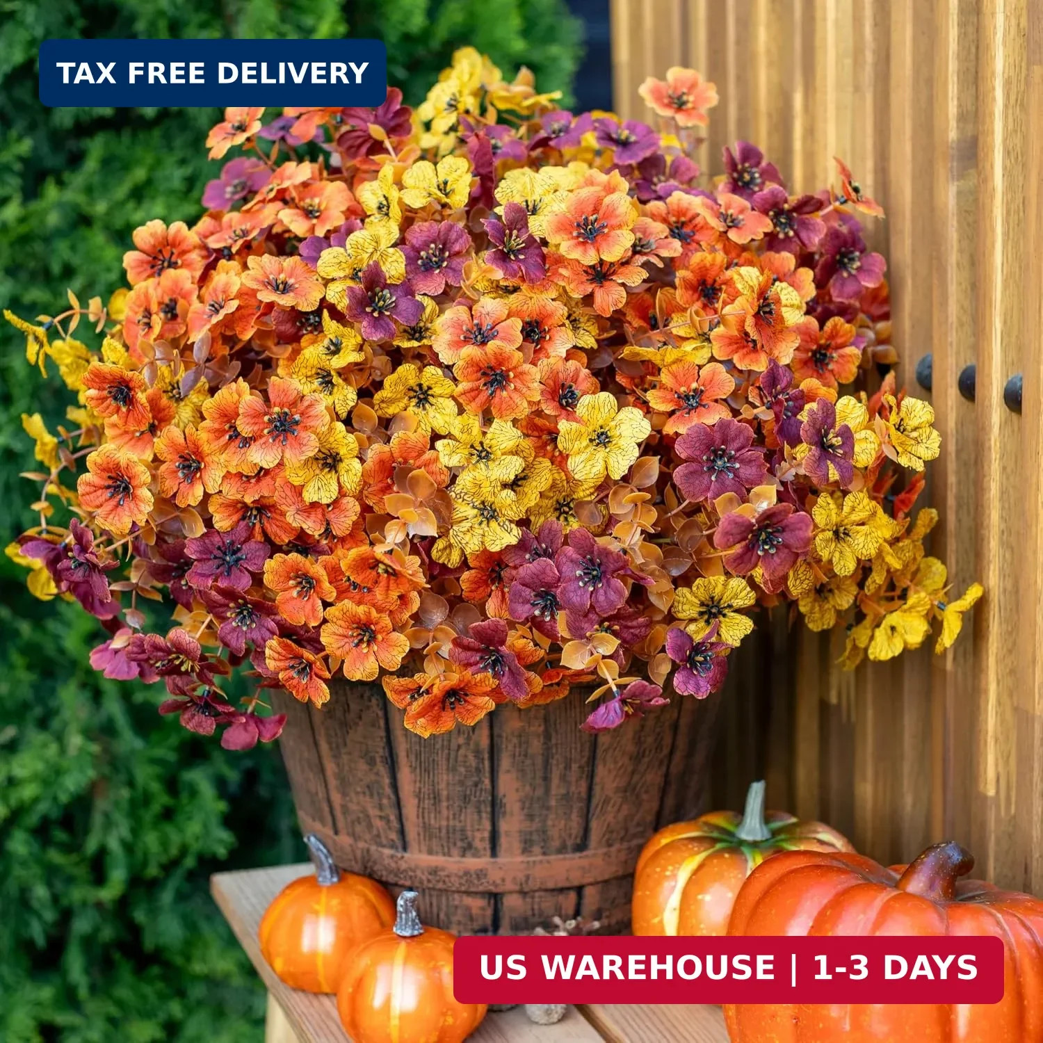 AXYLEX Artificial Fall Flowers for Outdoor Fake Mums – 16 Bundles Fake Plants UV