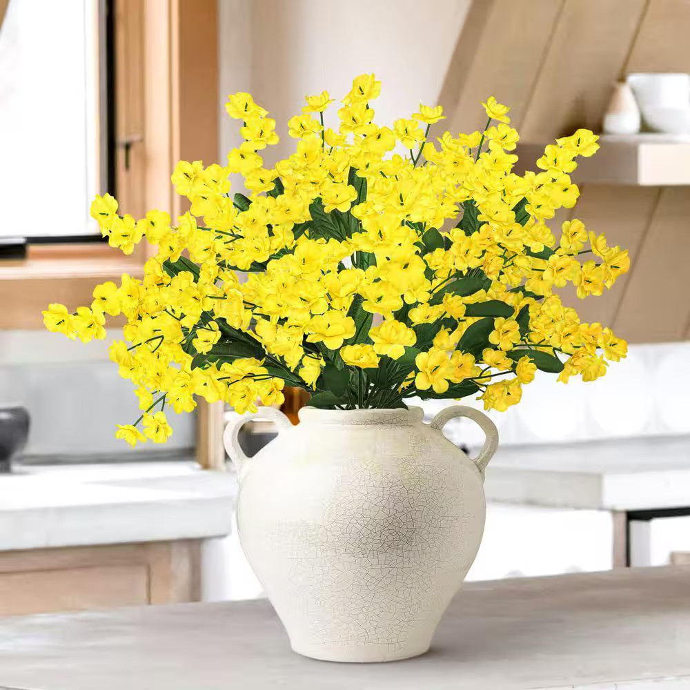18 In. Yellow Artificial Baby’S Breath Gypsophila Flower Stem Spray (Set of 12)