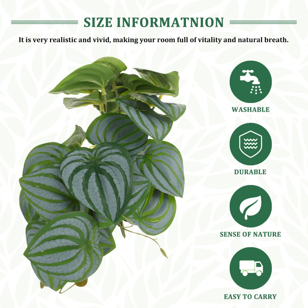 Compact Artificial Plant Faux Watermelon Leaves for Desk Decor