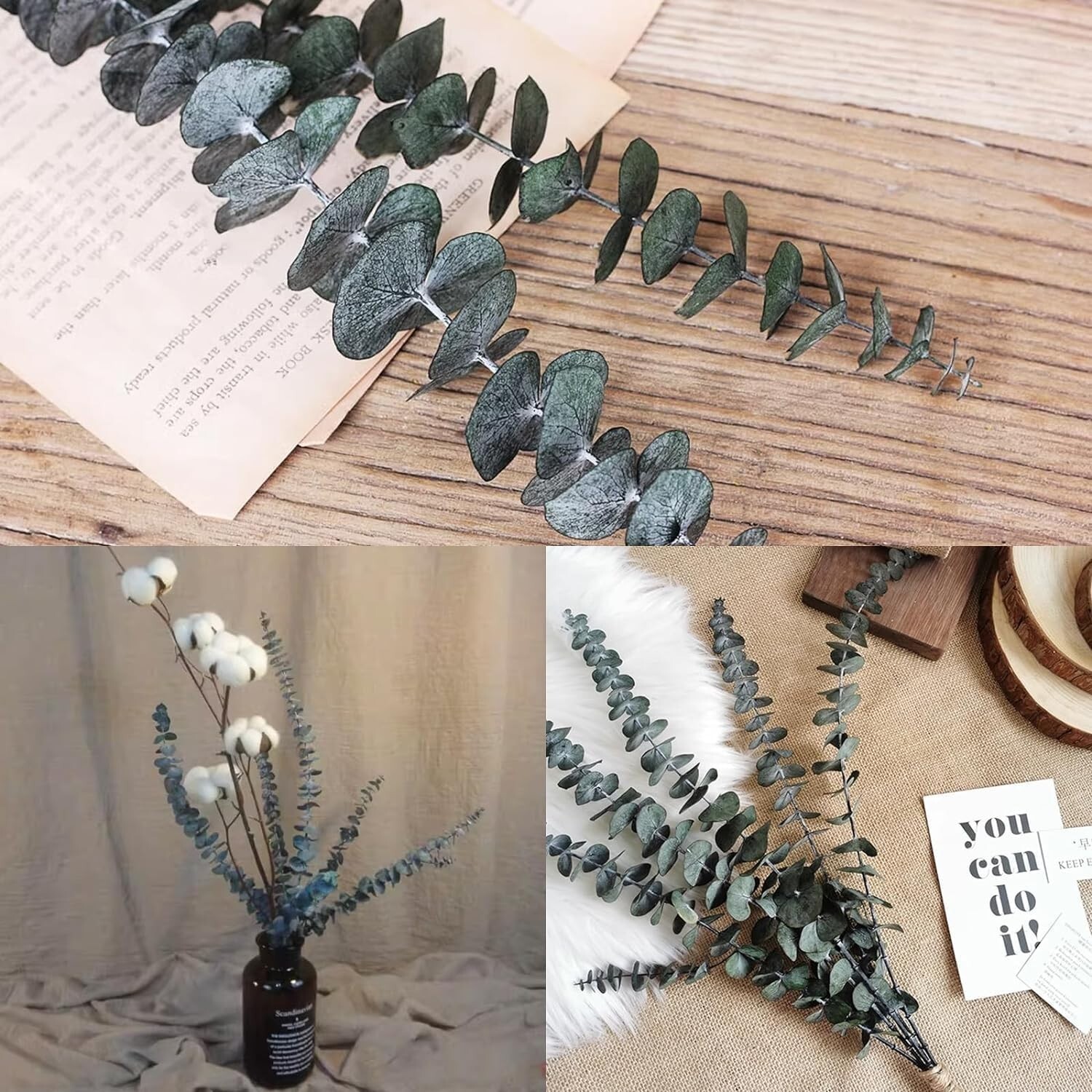 17 Inch Shower Hanging Preserved Eucalyptus Stems Plant Fresh Real Leaves 12 pcs
