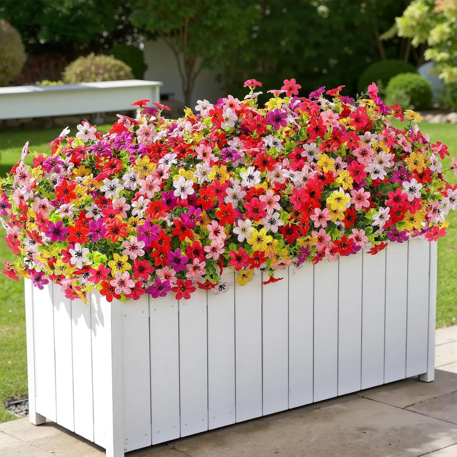24 Bundles Artificial Flowers for Outdoors Decoration, Faux Plants Fake Silk …