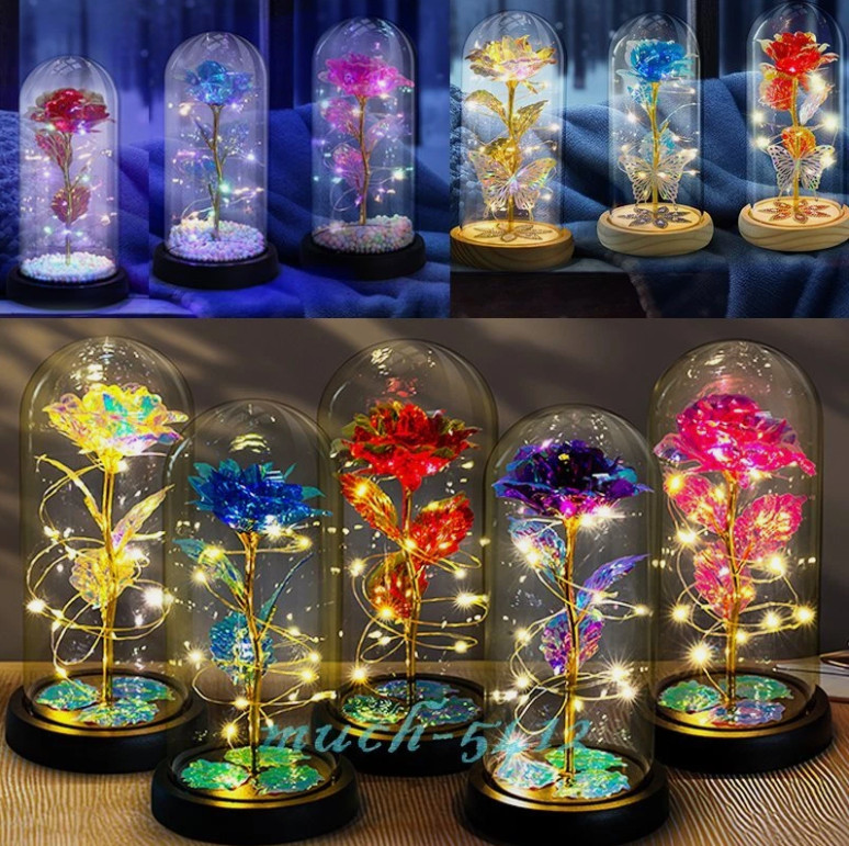 Forever Eternal Galaxy Rose In Glass Dome LED Flower Light Valentine’s Day Gift.