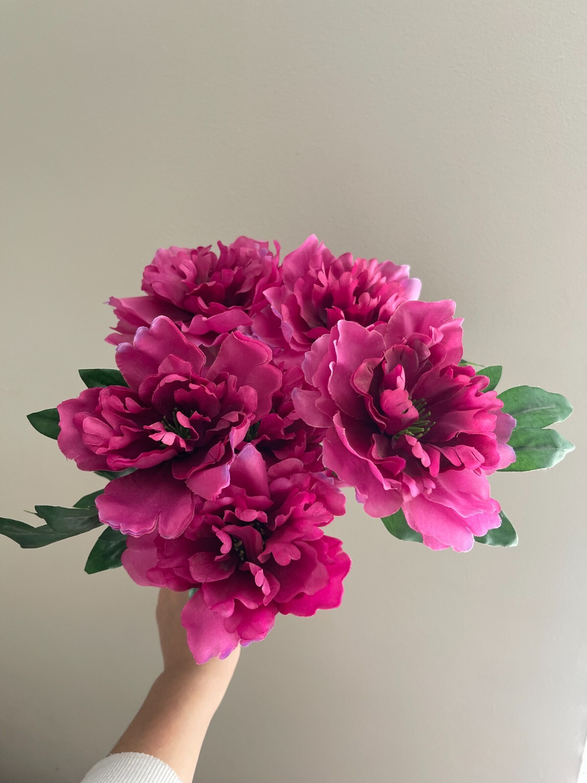 Purple Rose Peony, Faux Silk Floral Spray Bush, Artificial Bouquet, 20″ Height