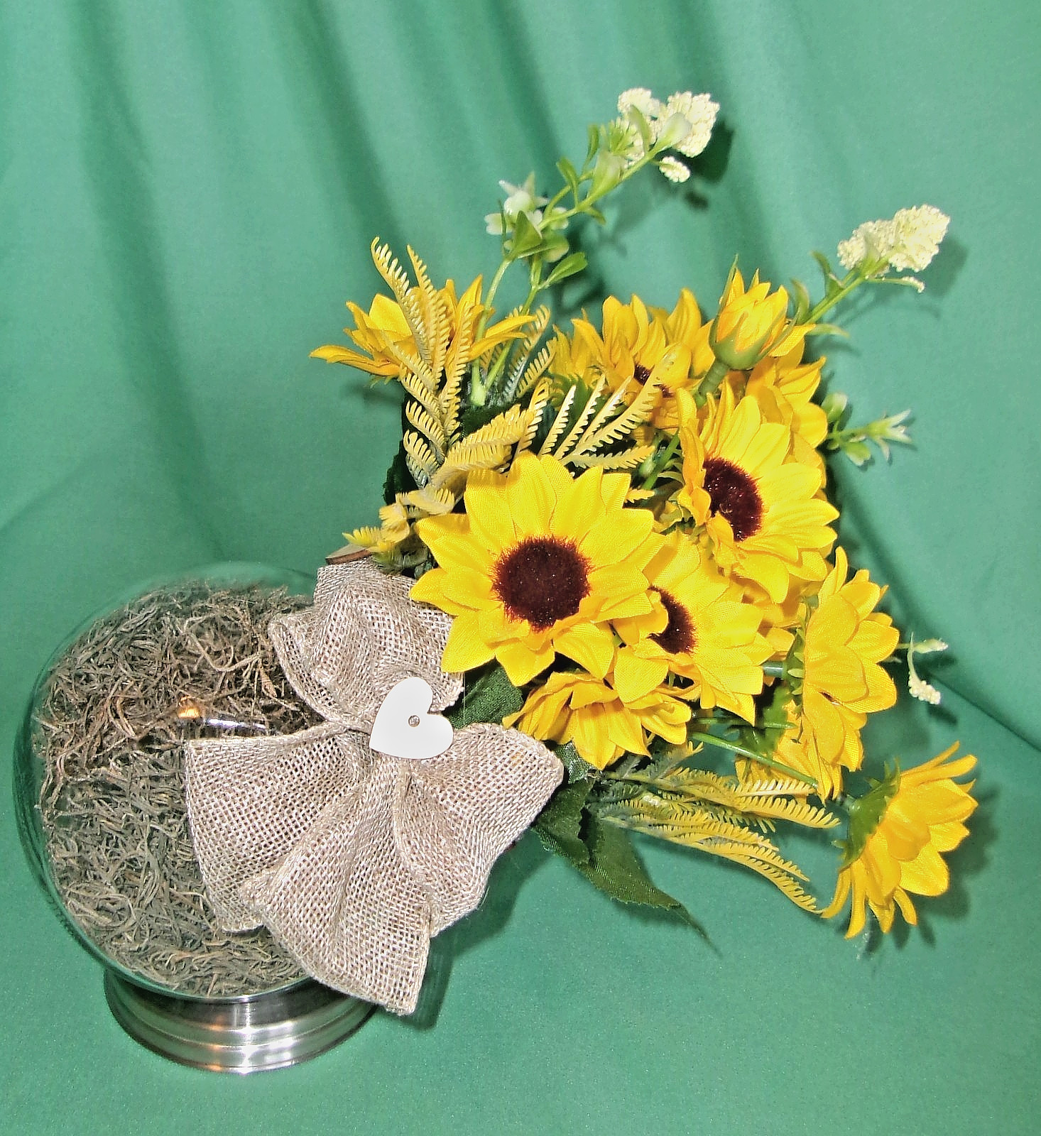 Sunflower Arrangement Tilted Silk Floral Decoration Counter Table Top NEW
