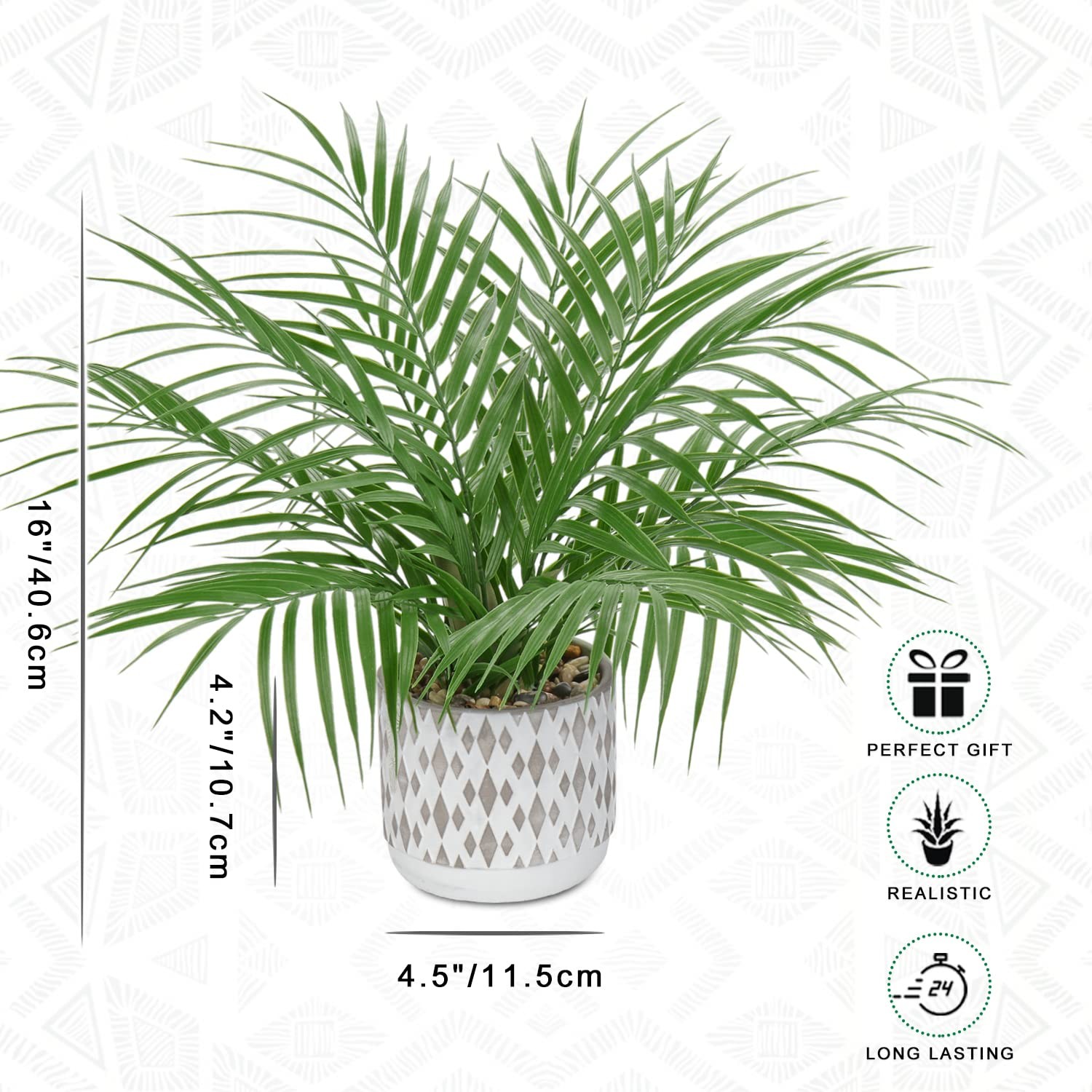 Large Artificial Potted Plants Fake Palm Plants 16″ Faux Green Plant Plastic …