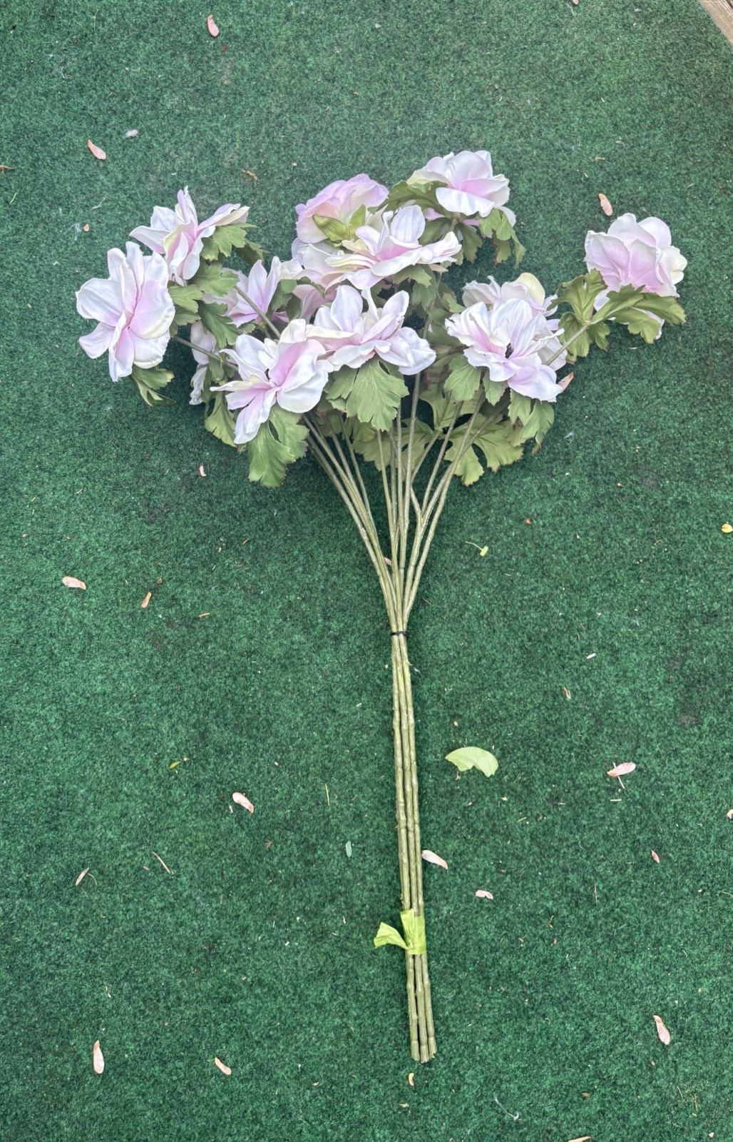 15 Magnolia stem bush CREAM with Pink Violet highlights 32” Tall