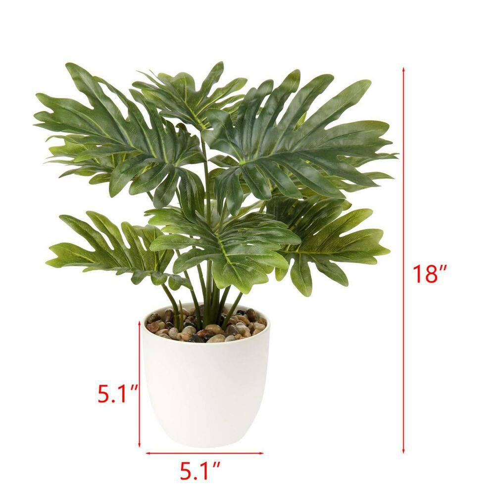 18 In. Fake Potted Plant with White Pot