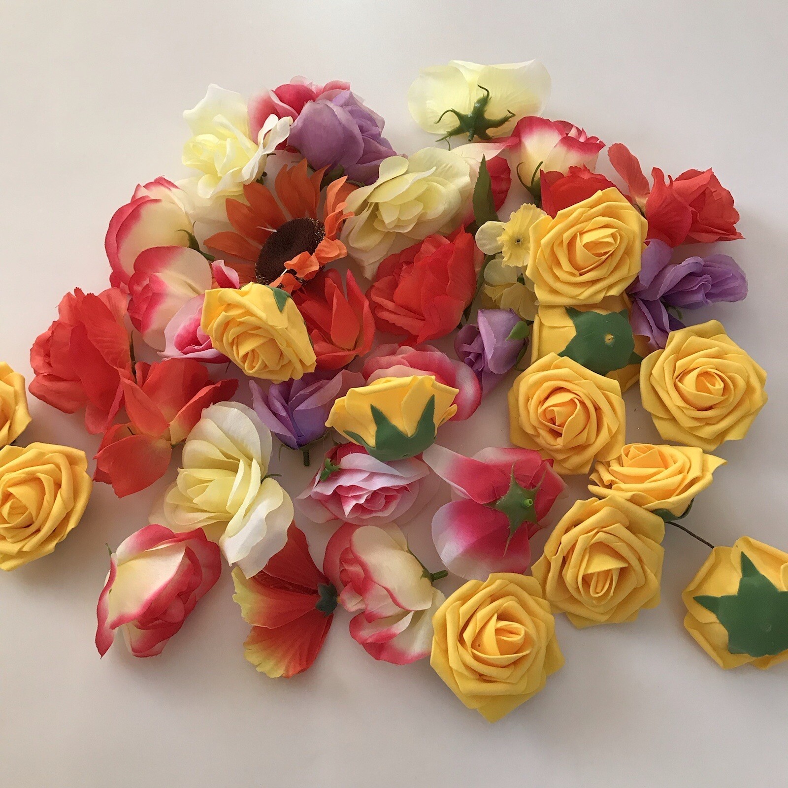 LOT 40 Faux Flowers CRAFT Deconstructed Flowers Fake Rose Foam Fabric Wreath