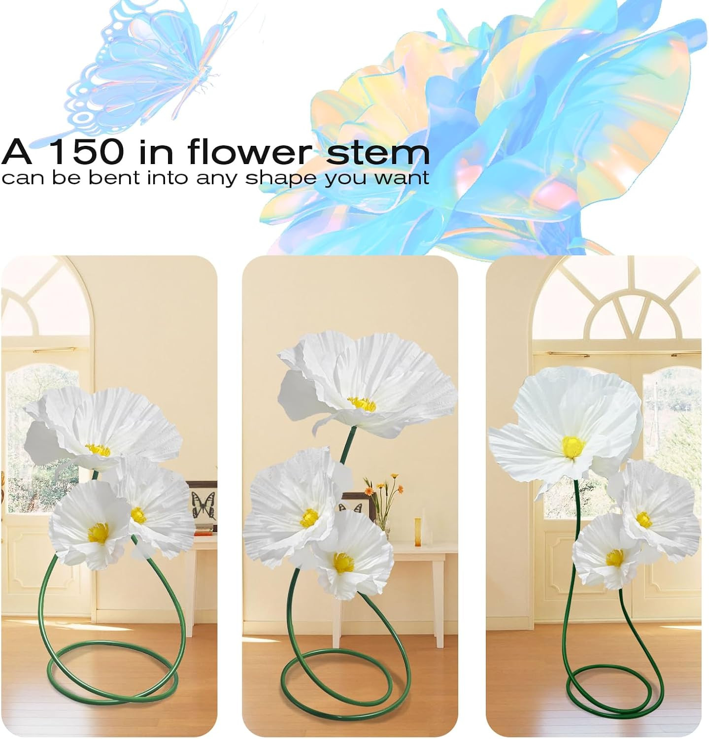 Large White Flower Panels – 3 Pack for Home Decor & Party Decorations