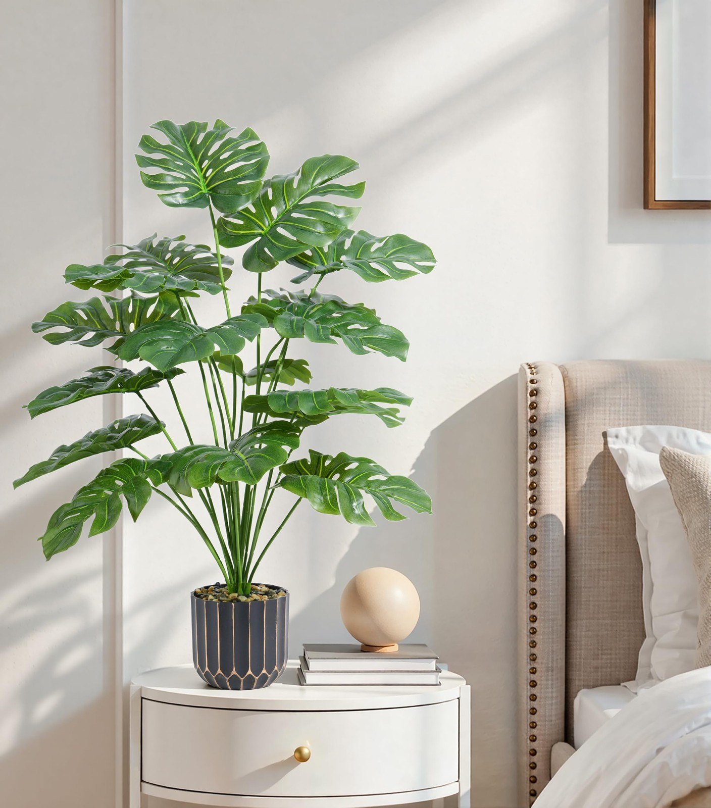 28″ Artificial Monstera Plant Tall Fake Faux Plants Indoor Outdoor Tree for L…
