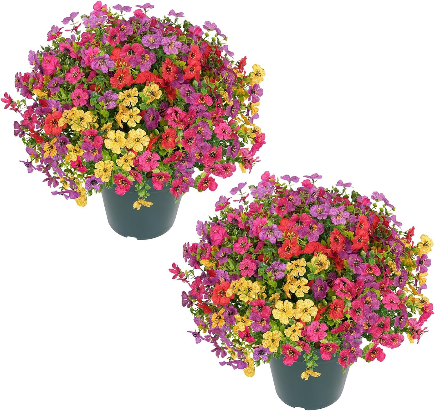 Artificial Flowers for Outdoors- 20” Potted Plant Fake Silk Daisy Bush-Uv Resist