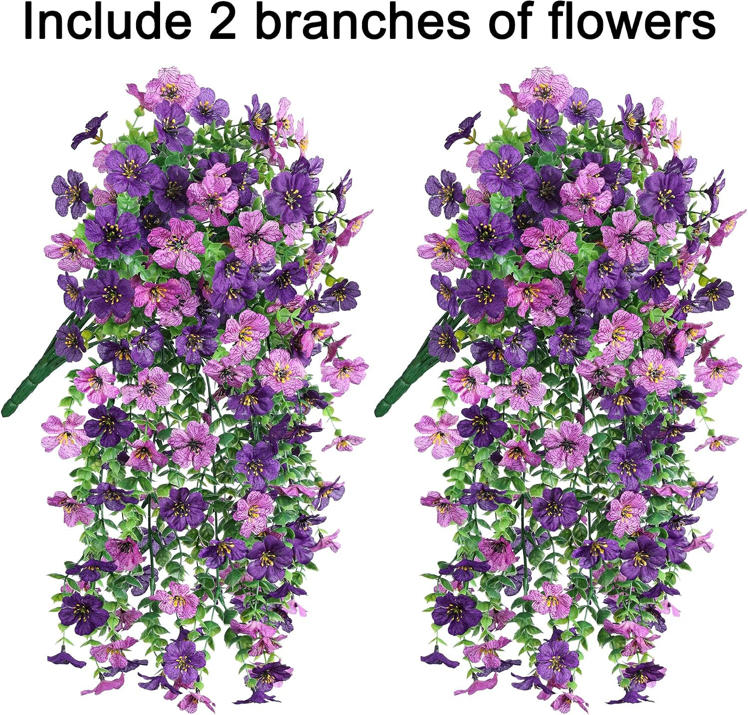 Artificial Faux Hanging Flowers Plants for Spring Outdoor outside Decoration, 2