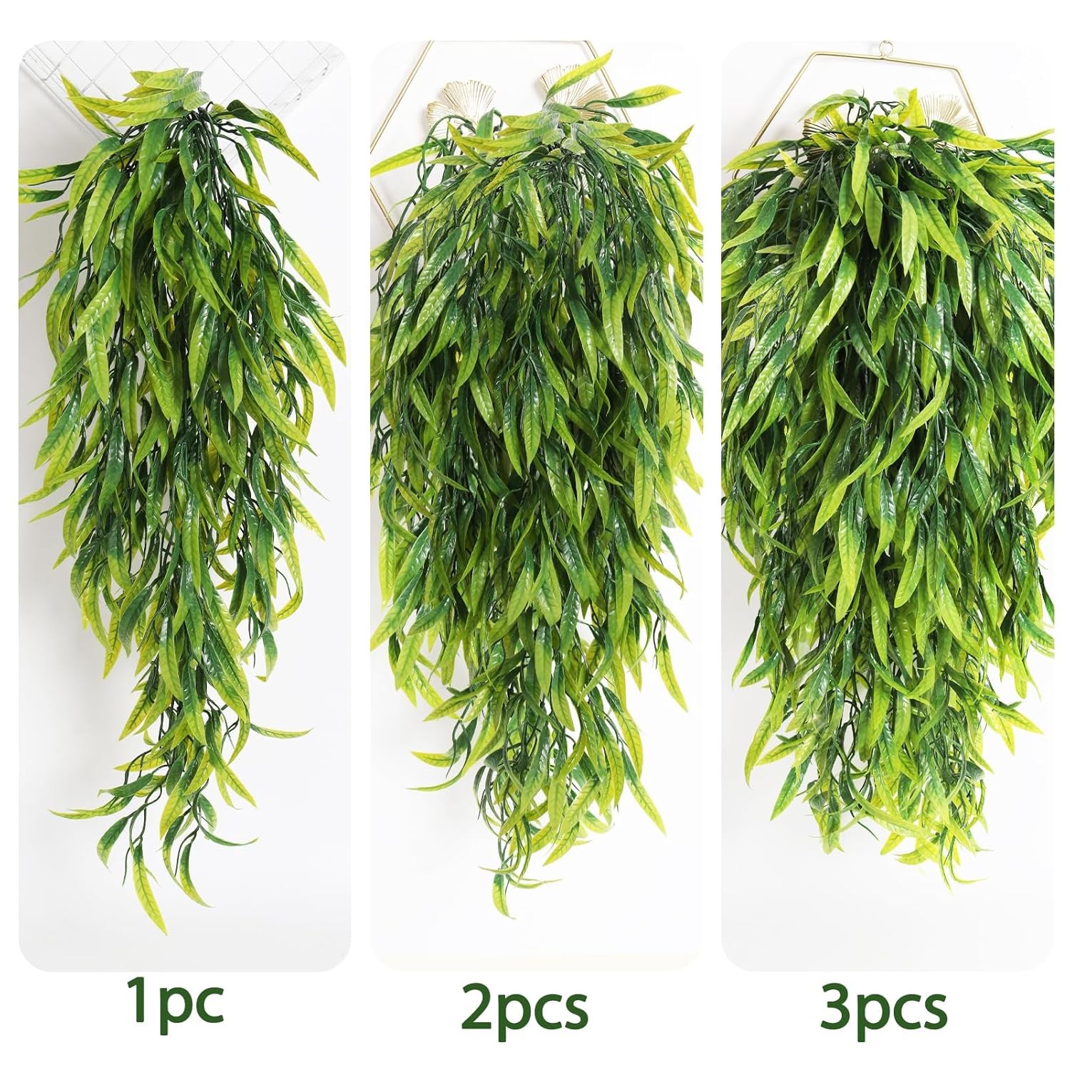 Artificial Olive Leaves 3Pack Hanging Fake Greenery Olive Plant Decorations