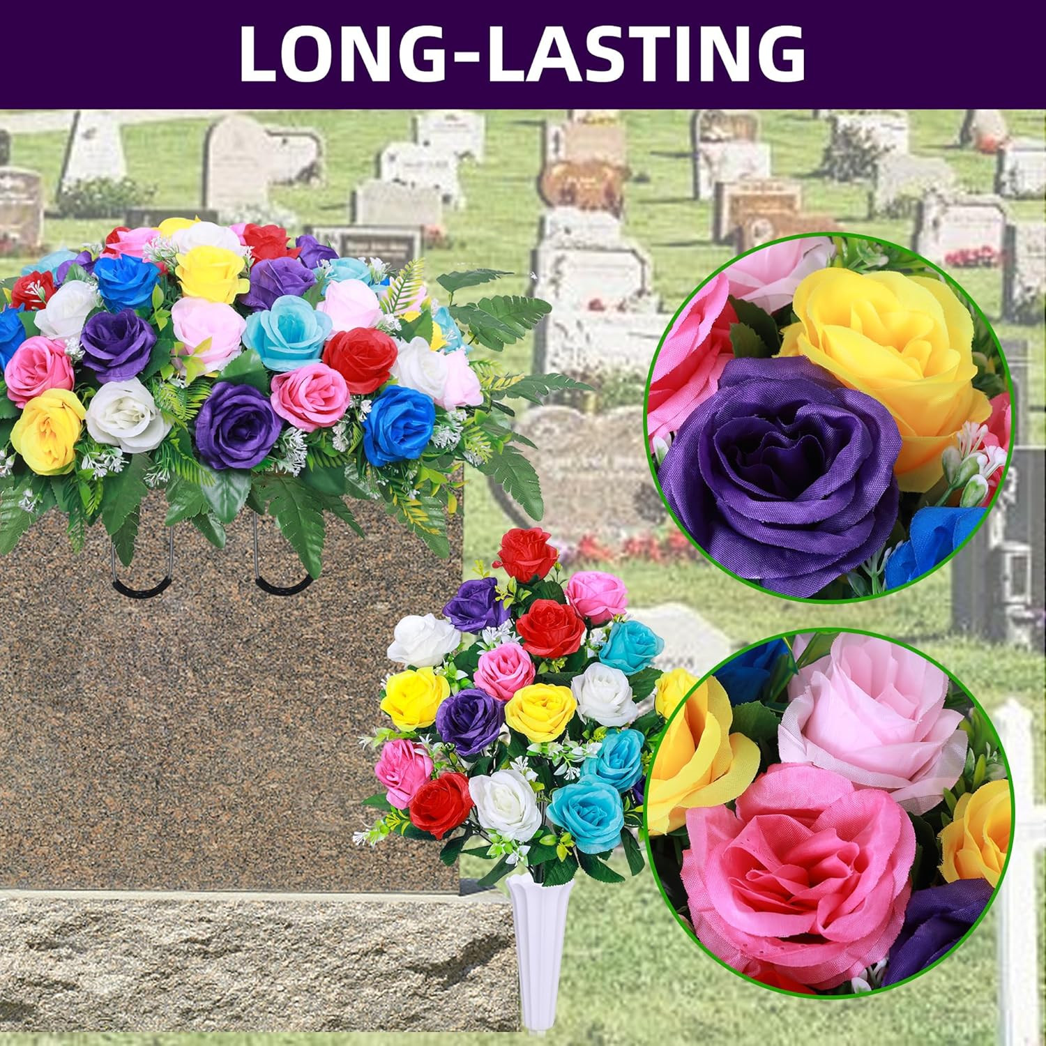 Artificial Cemetery Flower Saddles,Artificial Silk Flower Arrangement for Headst