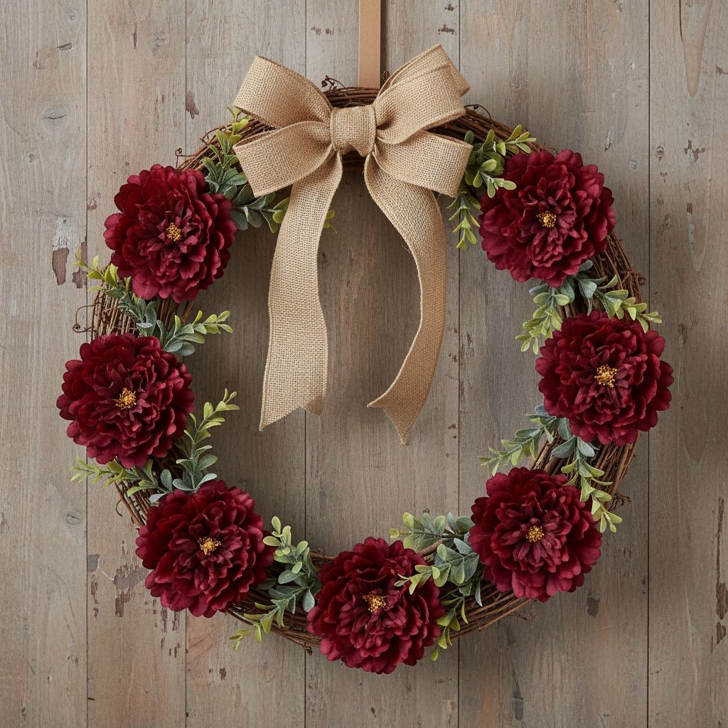 Red Peony Flower Picks Set of 8 Burgundy Red Blooms Wired Floral for Wreaths Hat