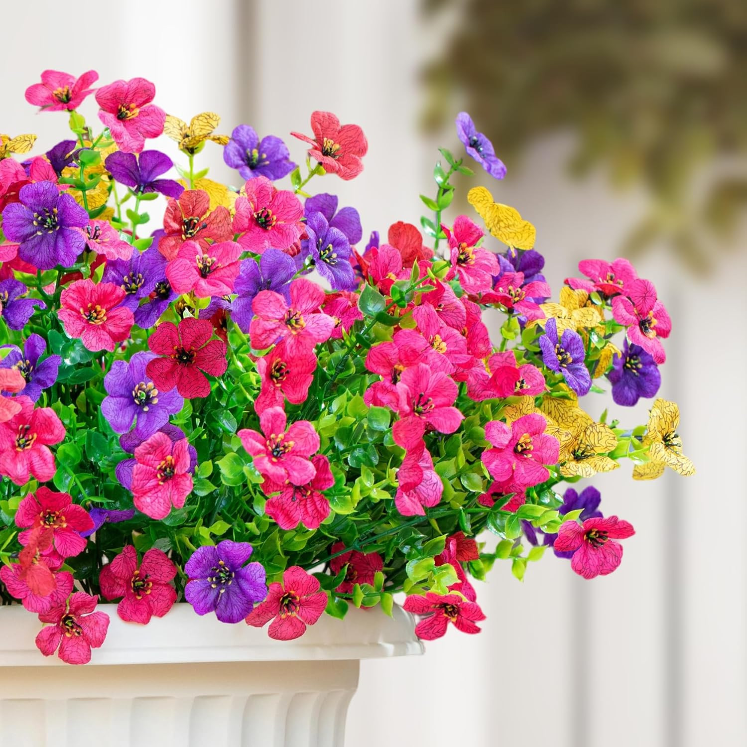 16 Bundles Artificial Fake Flowers Plants for Outdoors Spring Summer Decor,Faux