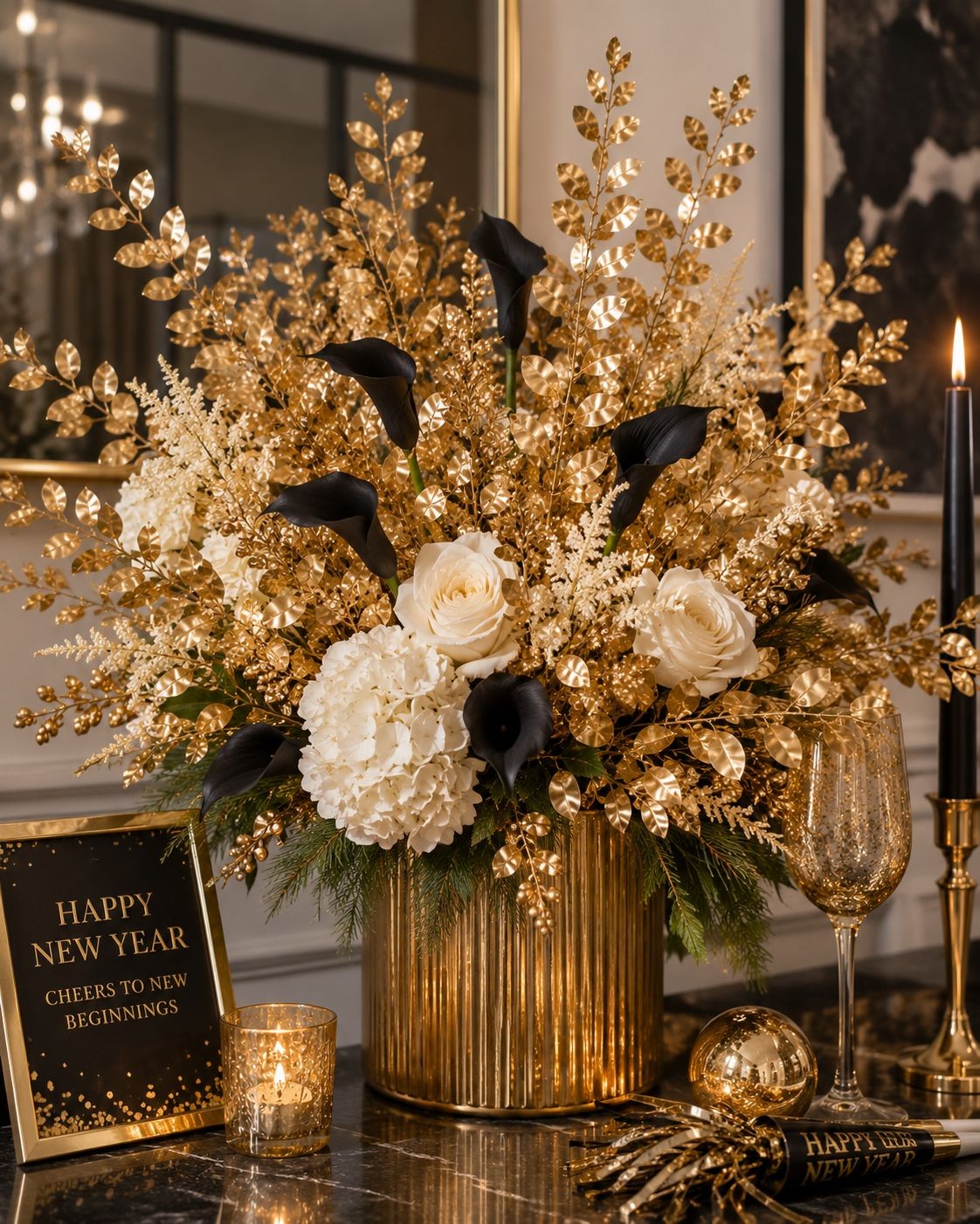 Gold Metallic Eucalyptus Stems Set of 10 Faux Eucalyptus Picks Gold Floral Stems