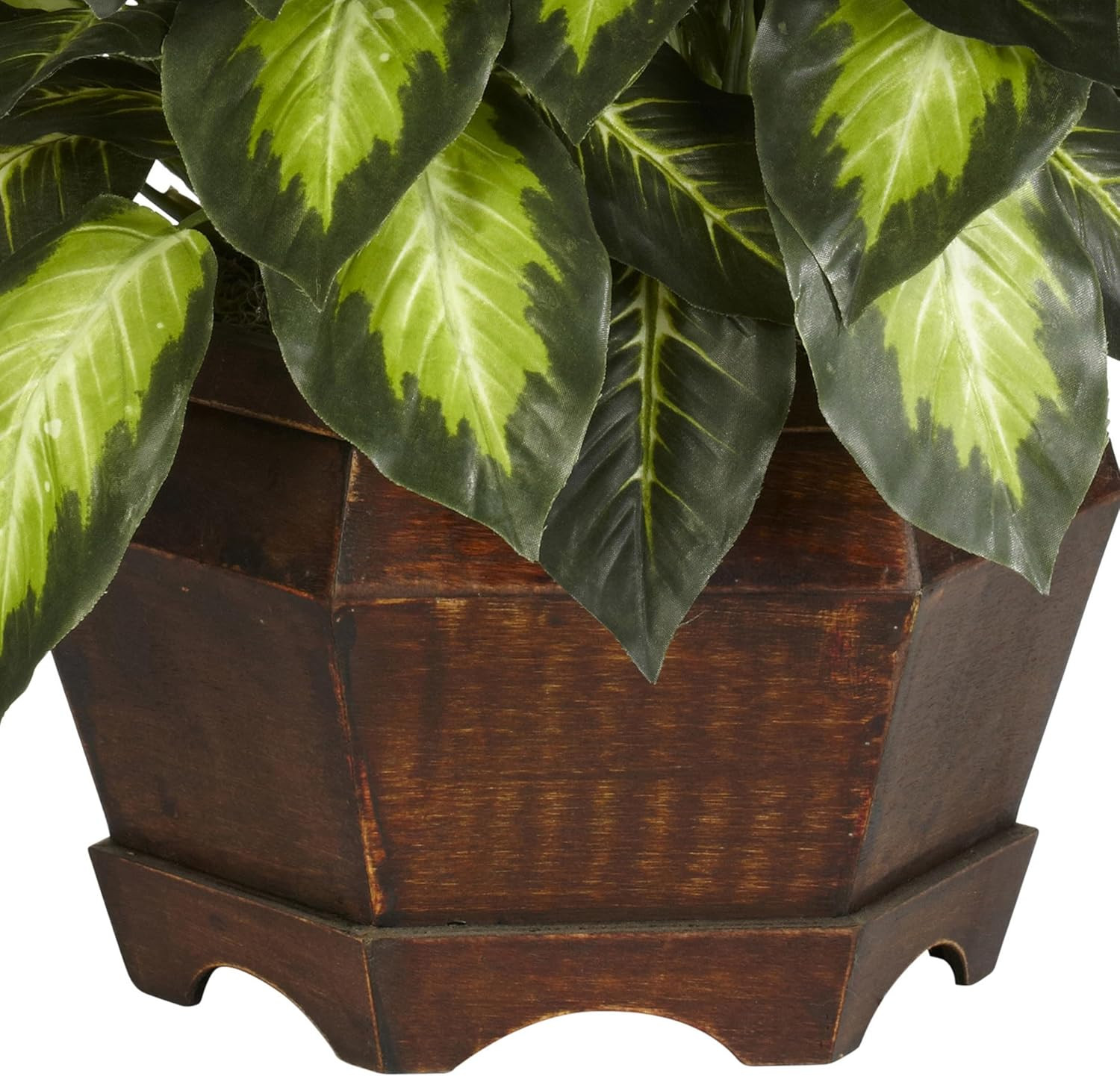 24In Artificial Dieffenbachia Silk Plant with Modern Hexagon Planter, Maintenanc