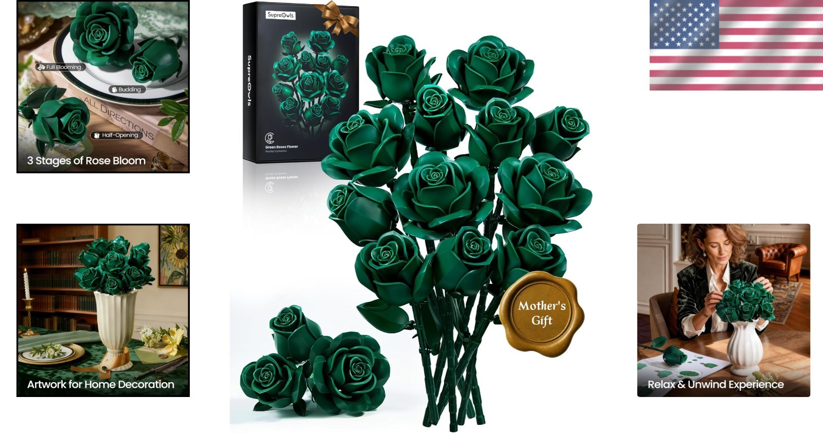 Creative 12-Piece Floral Building Set with Frosted Petals – Perfect for Gifting