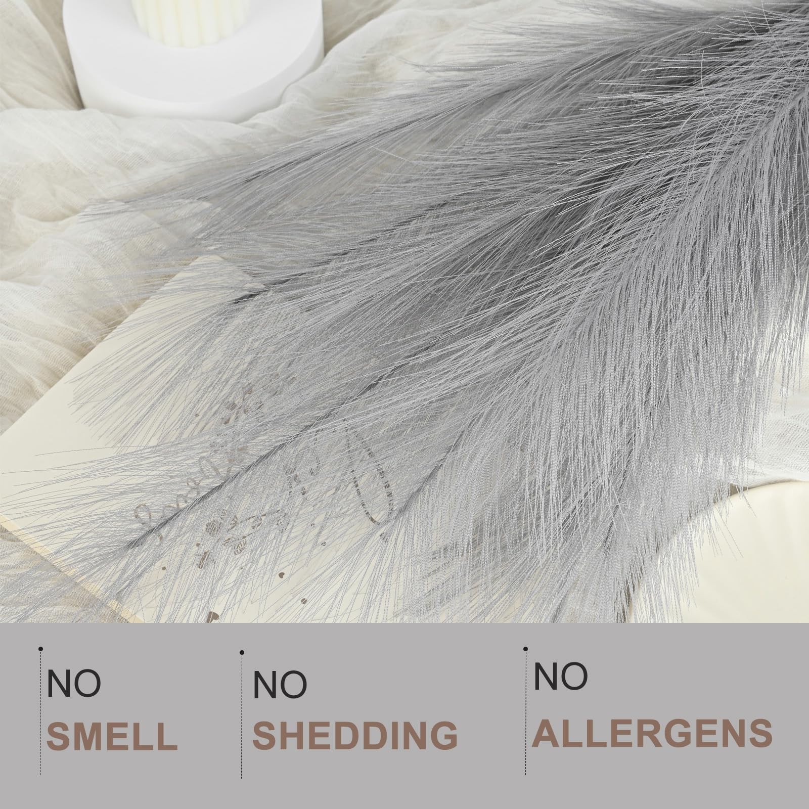 36PCS Grey Faux Pampas Grass 21.7 Inch, Small Artificial Pampas Grass Decor f…