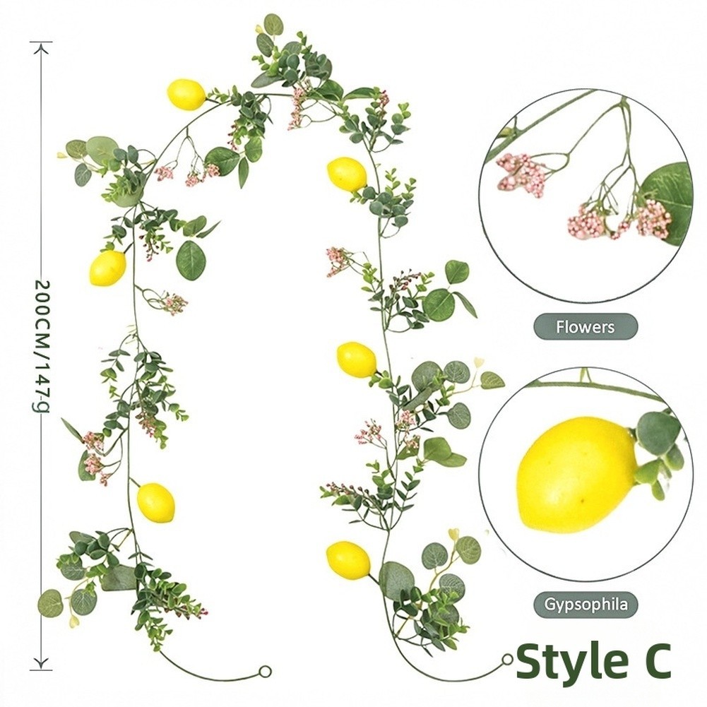 Artificial Lemon Vine with Greenery for Spring Mantel or Shelf Decoration