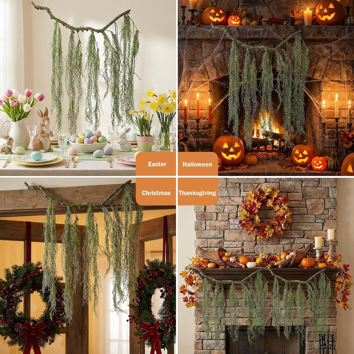 63Inch Curly Faux Weeping Willow Tree Branches Hanging Moss Halloween Decor | Ar